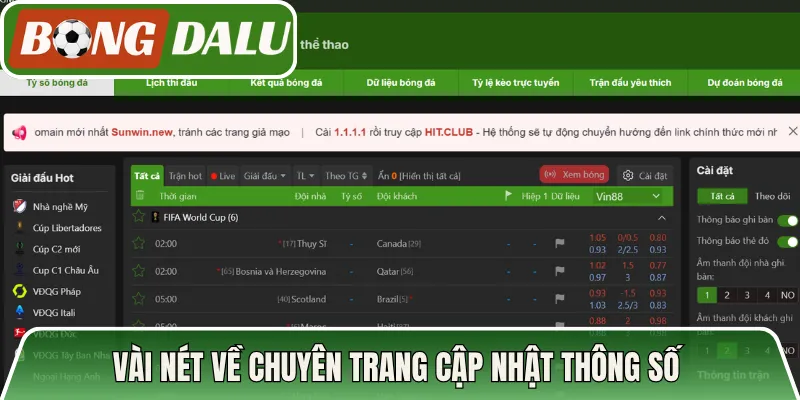 Vài nét về chuyên trang cập nhật thông số 